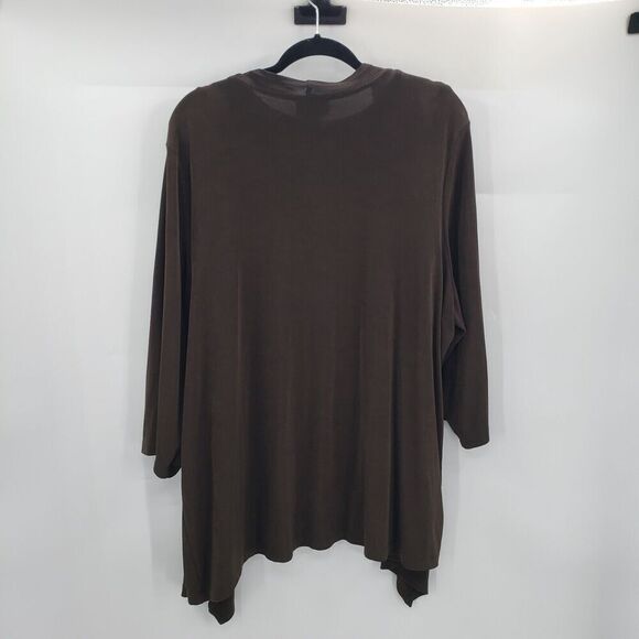 Maggie Barnes 2 Piece Cardigan Tank Top Set Womens 1x 2x Brown Slinku Knit - Picture 11 of 12